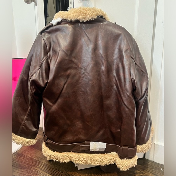 We Wore What Brown Vegan Leather Jacket - Picture 3 of 4